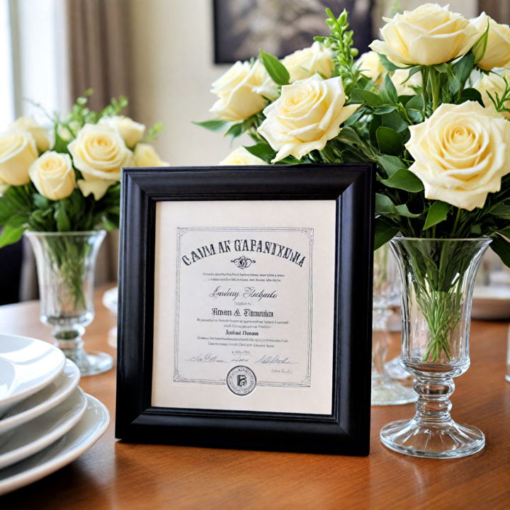 framed diplomas for graduation centerpiece