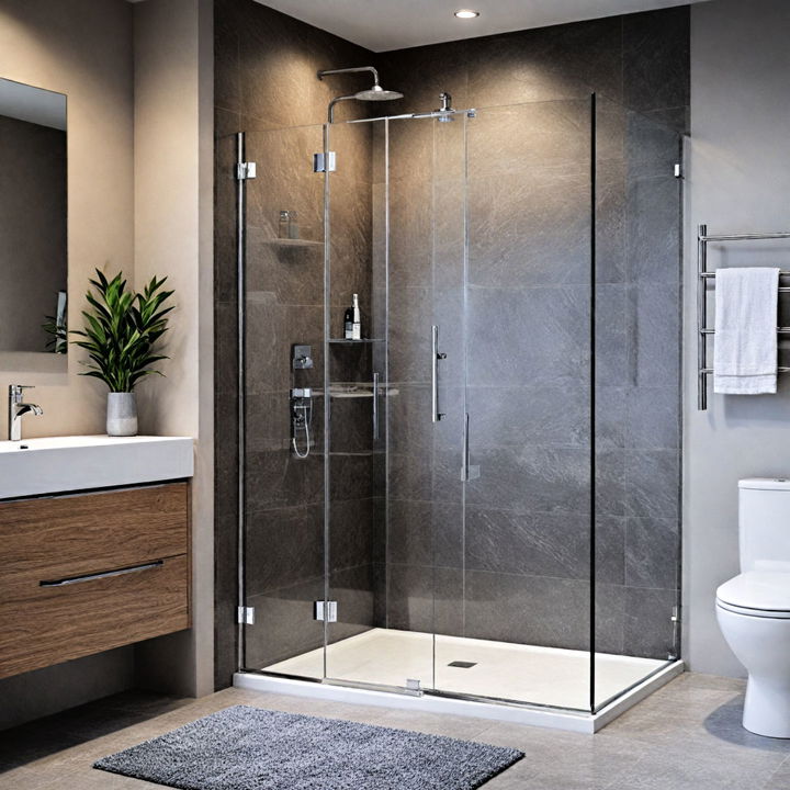 frameless bi fold door corner shower