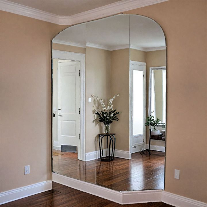 frameless corner hallway mirror