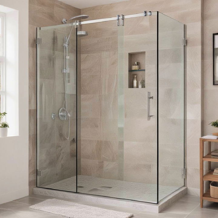 frameless sliding glass barn door corner shower