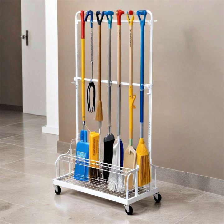 free standing cleaning tool rack