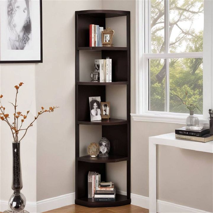 free standing zigzag corner bookshelf