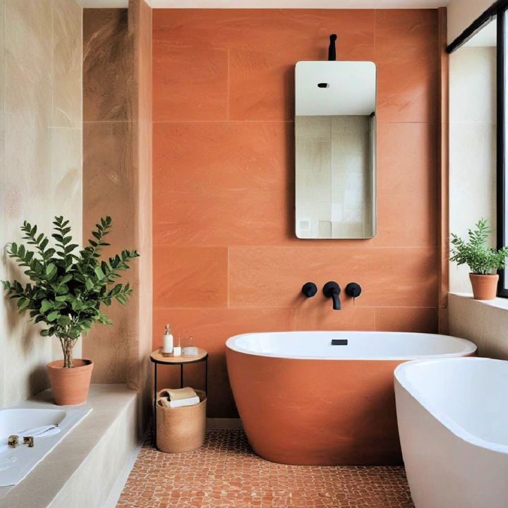 freestanding terracotta features for bathroom