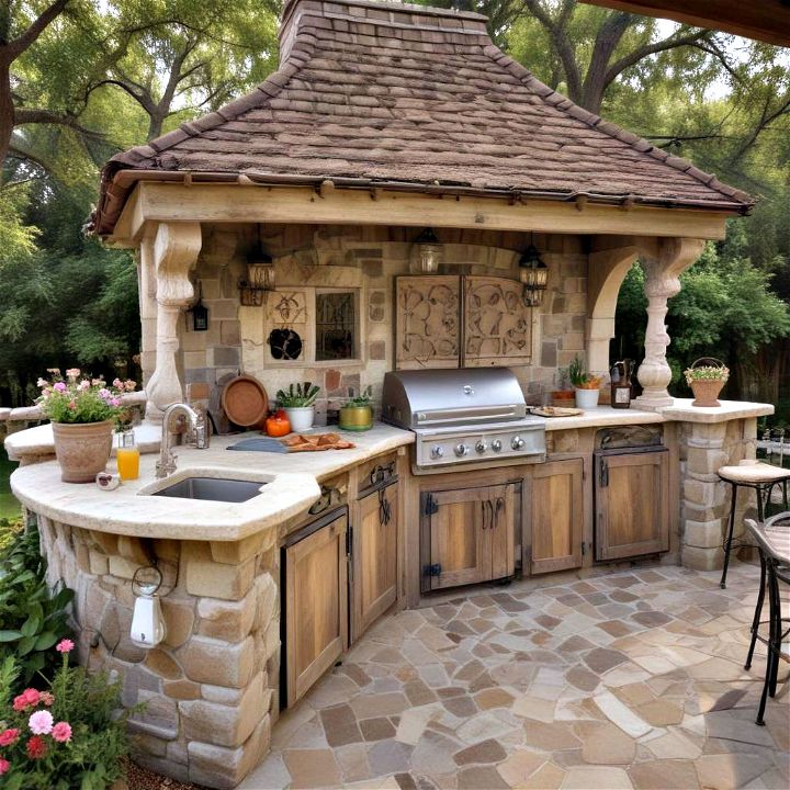 french country outdoor kitchen