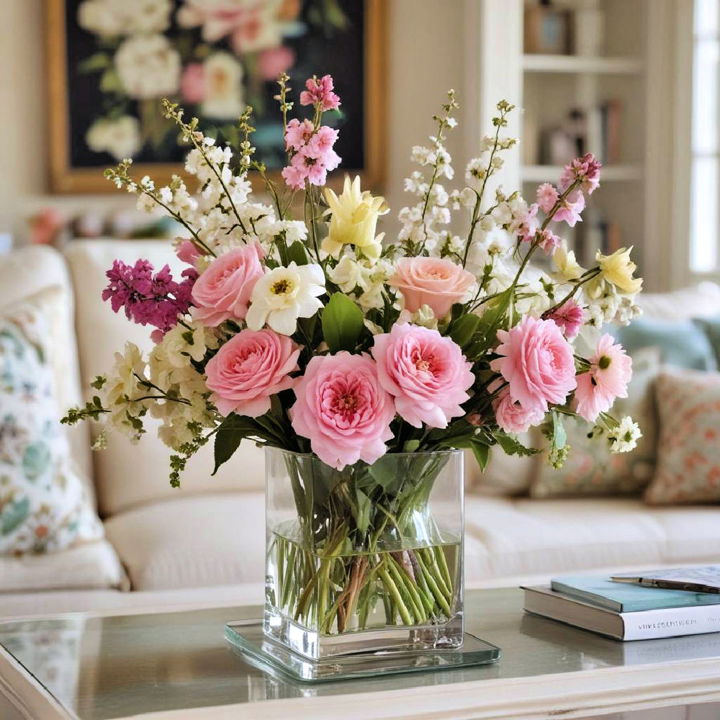 fresh spring floral arrangement vase