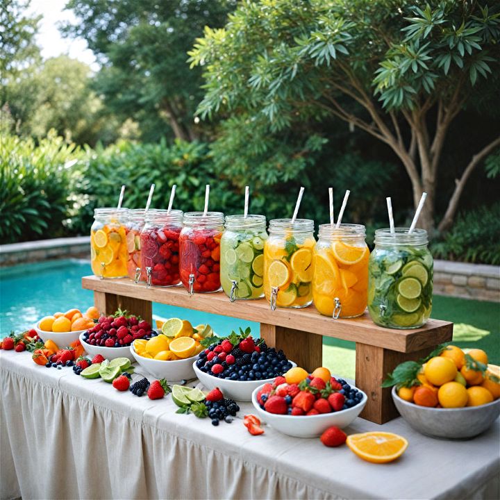 fruit infused water bar for pool party
