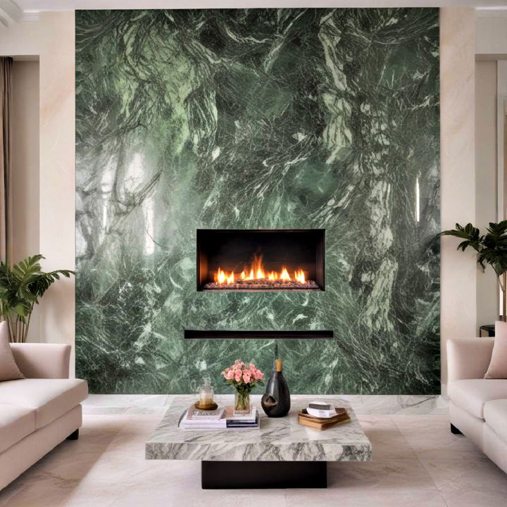 full marble panel fireplace wall