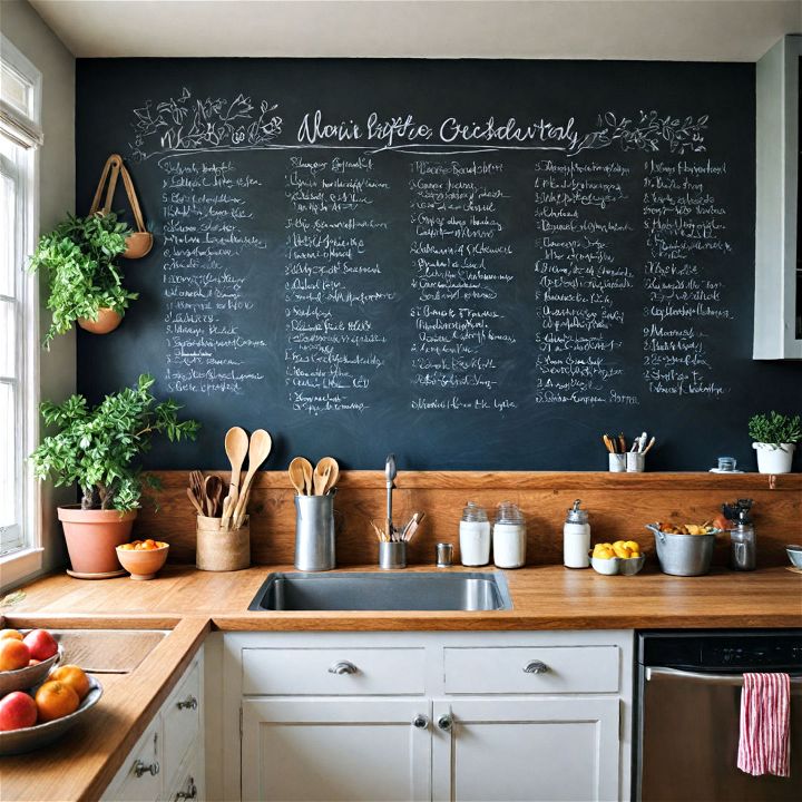 fun and practical chalkboard wall for kitchen