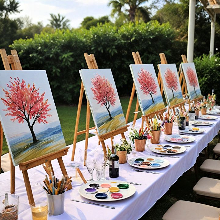fun paint and sip soiree activity