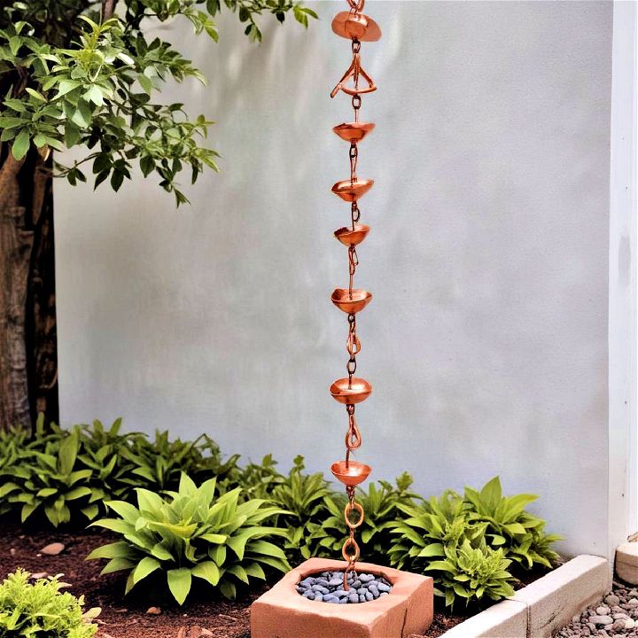 functional copper rain chain