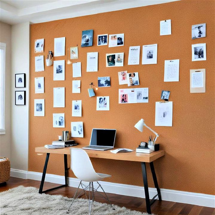 functional corkboard accent wall