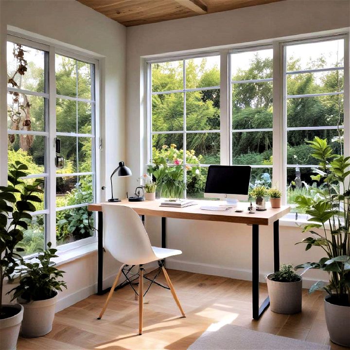 functional home office in garden room