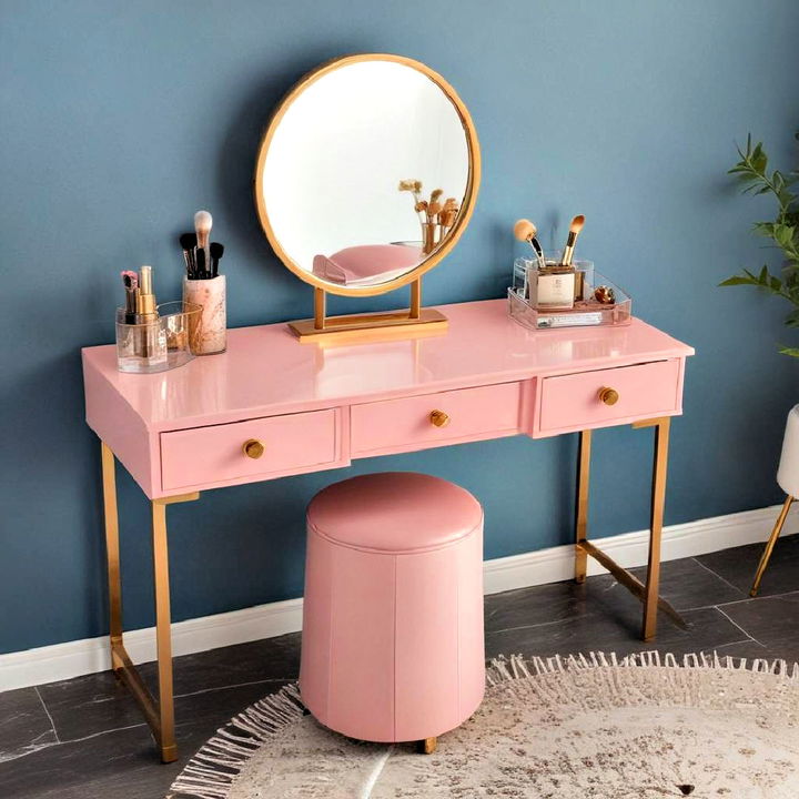 functional pink makeup vanity