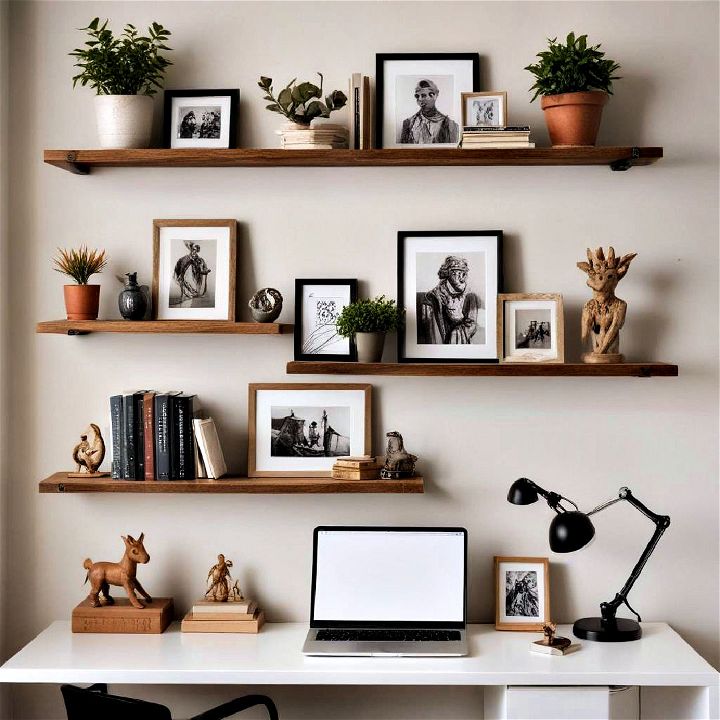 functional shelving with decorative items