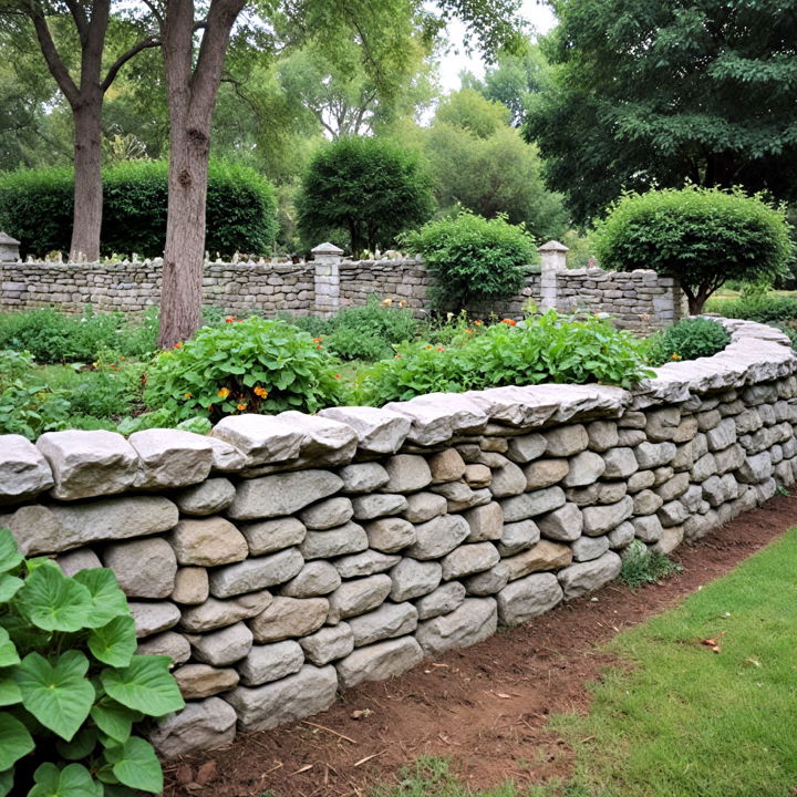 functional stone wall for vegetable garden