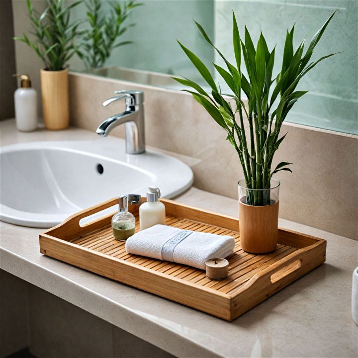 functionality bamboo bathroom tray
