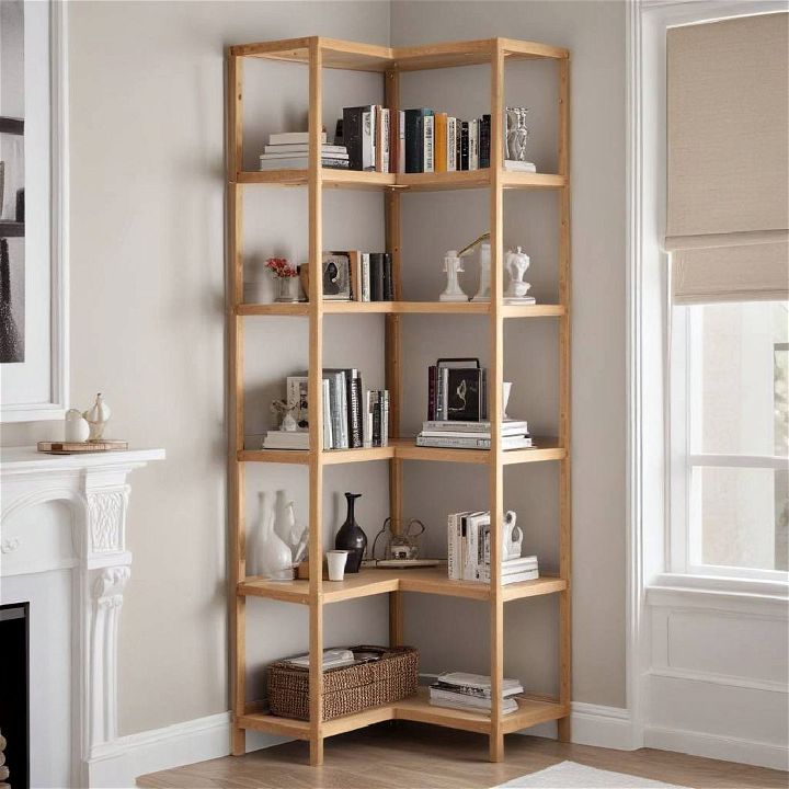 functionality corner l shaped bookshelf