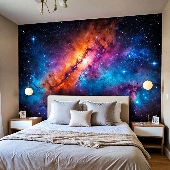 galaxy themed wall for kids room