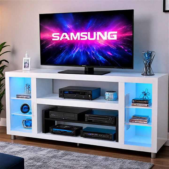 gaming tv stand with built in led lighting