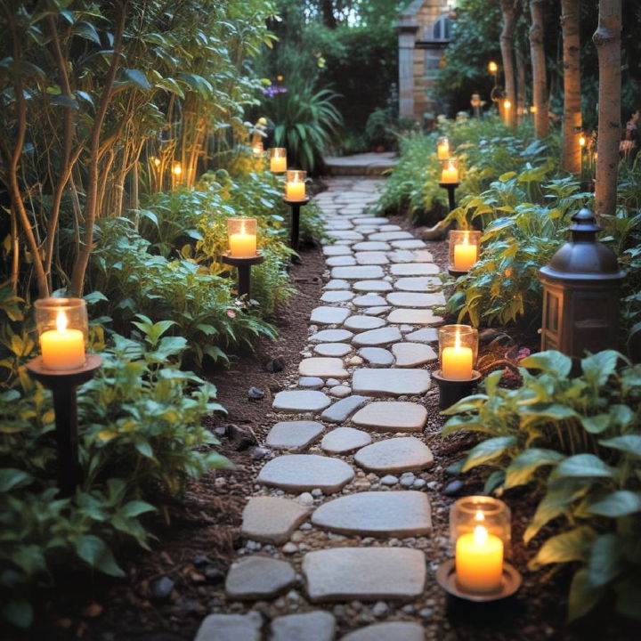 garden pathway candles lighting