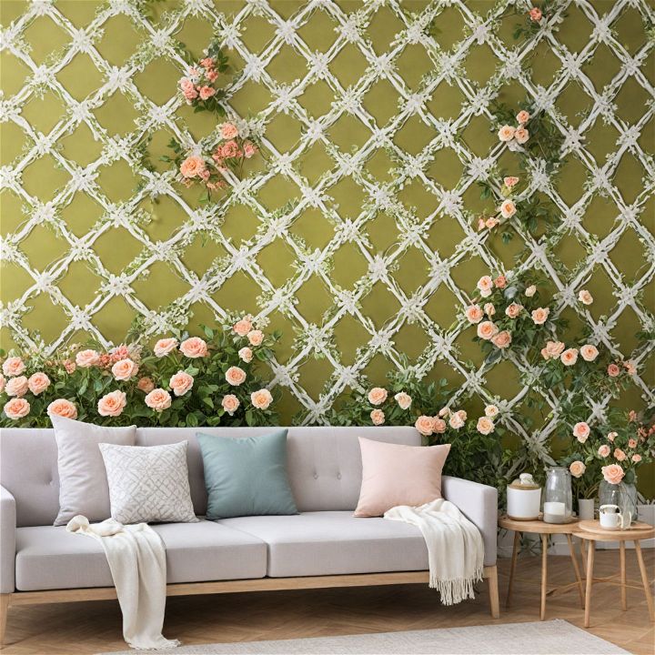 garden trellis living room wallpaper