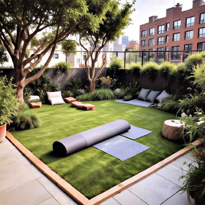 garden with a yoga space