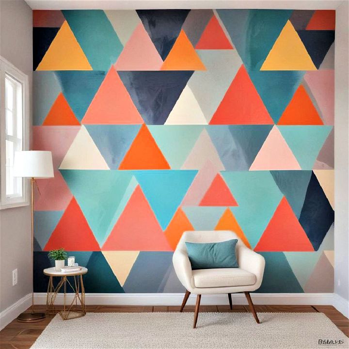 geometric painted accent wall