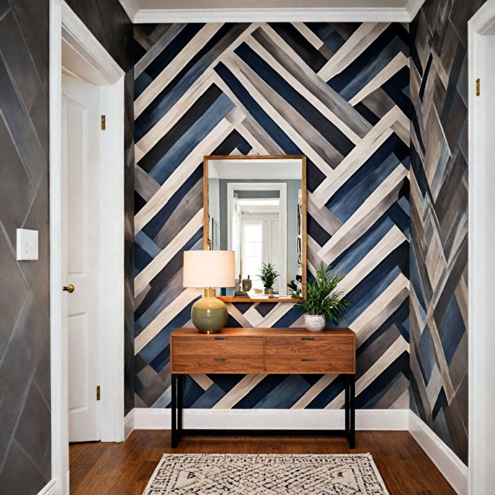 geometric pattern hallway wallpaper
