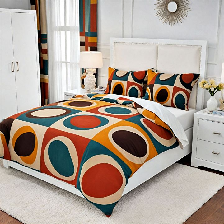 geometric pattern midcentury modern bedroom