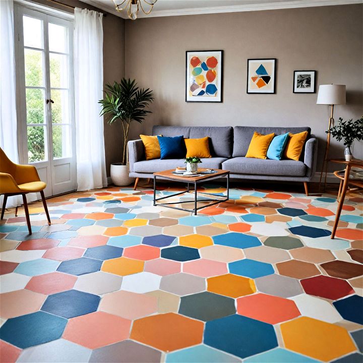 geometric shapes floor for living area