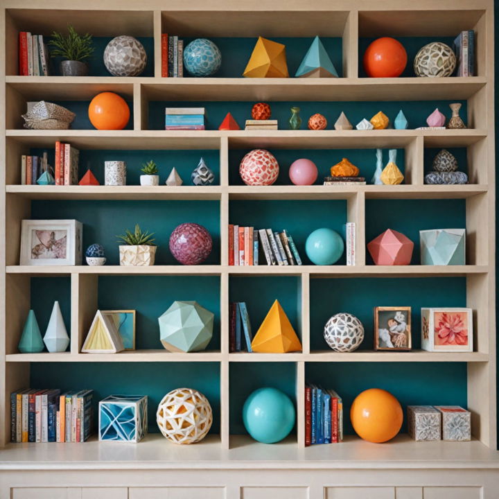 geometric shapes for bookshelf decor