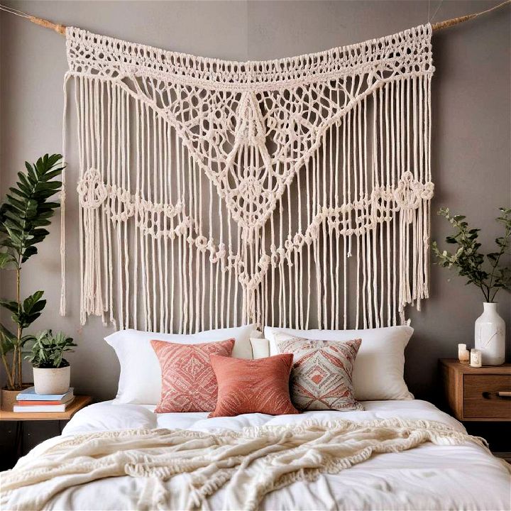 giant macrame wall hanging headboard