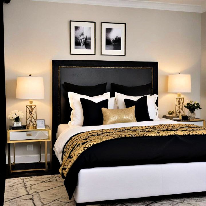 glamorous metallic accents bedroom