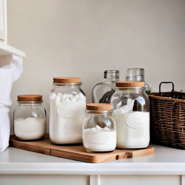 glass jars for storing your laundry detergent