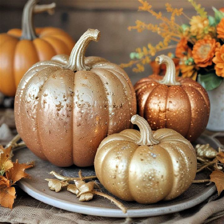 glitter pumpkin trio centerpiece