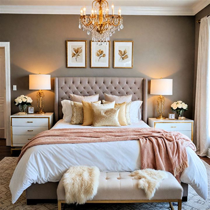 gold accents glam bedroom