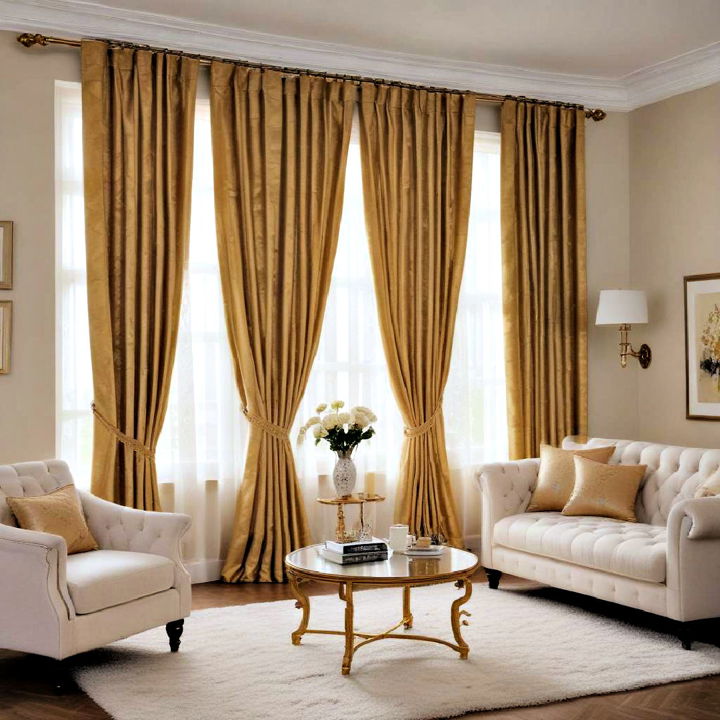 golden curtains for living room