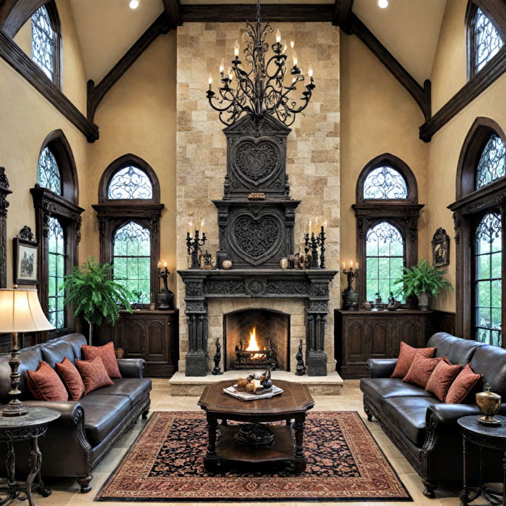 gothic living room fireplace