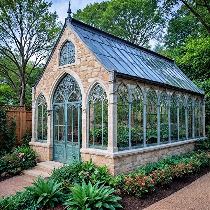 gothic revival greenhouse for tall plants