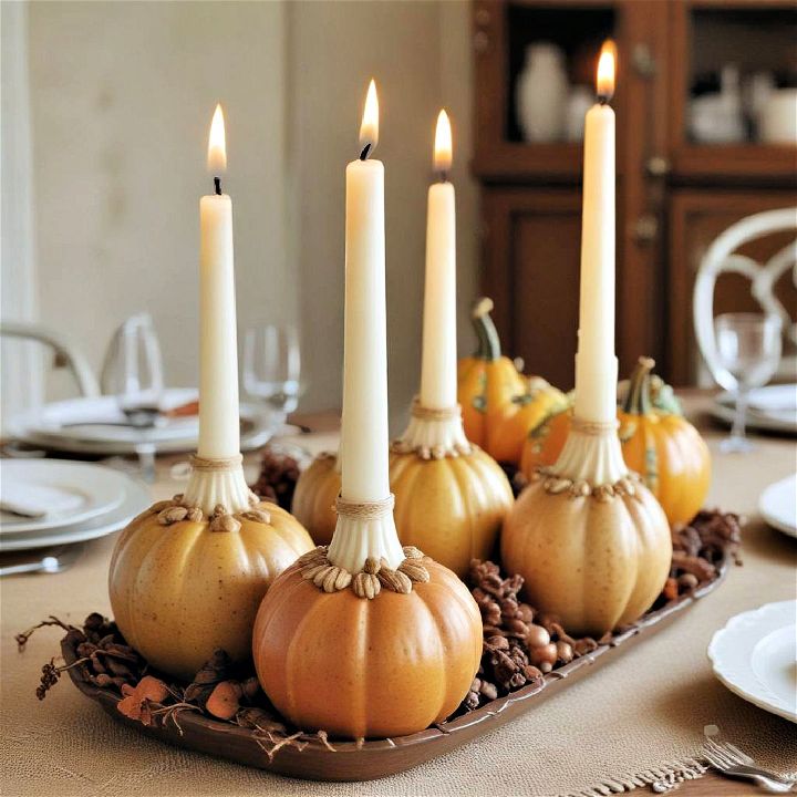 gourd candlesticks centerpiece
