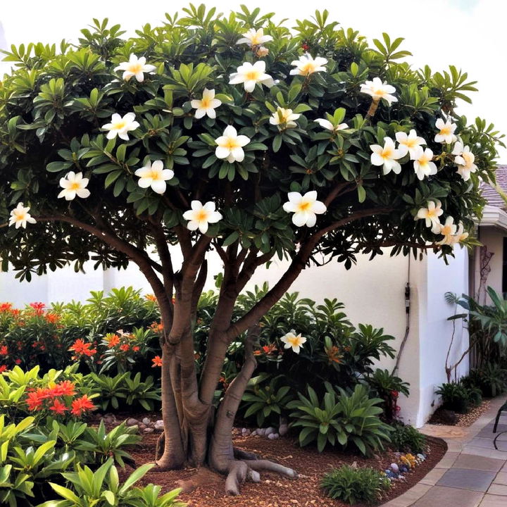 graceful fragrant plumeria trees