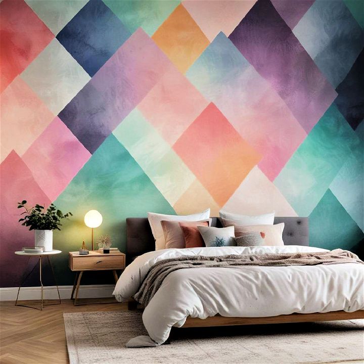 gradient blocks bedroom wallpaper idea