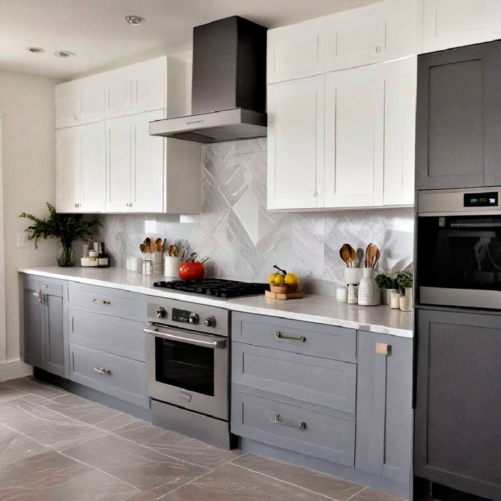 gray and white cabinets design