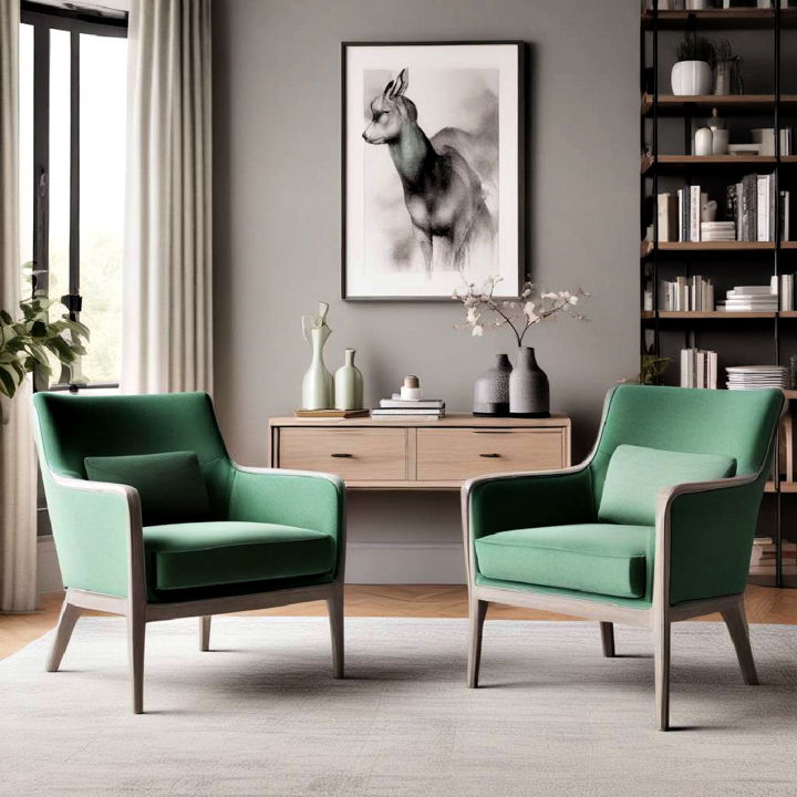 green and grey accent chairs