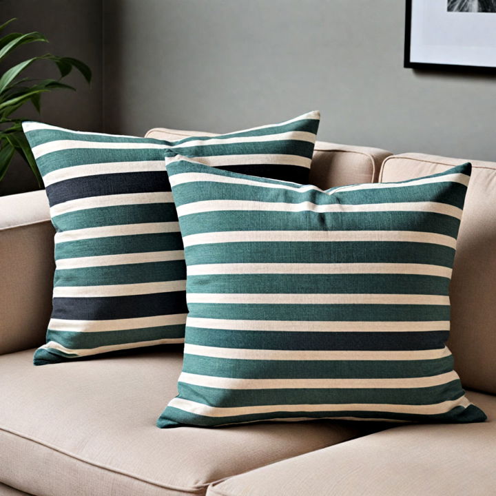 green and grey decorative pillows