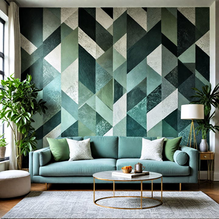 green and grey geometric pattern wallpaper