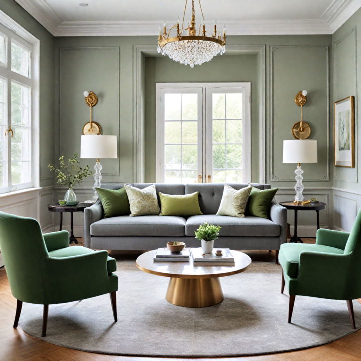 green upholstered chairs to complement grey sofa