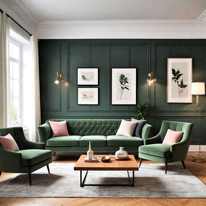 green wainscoting with grey walls