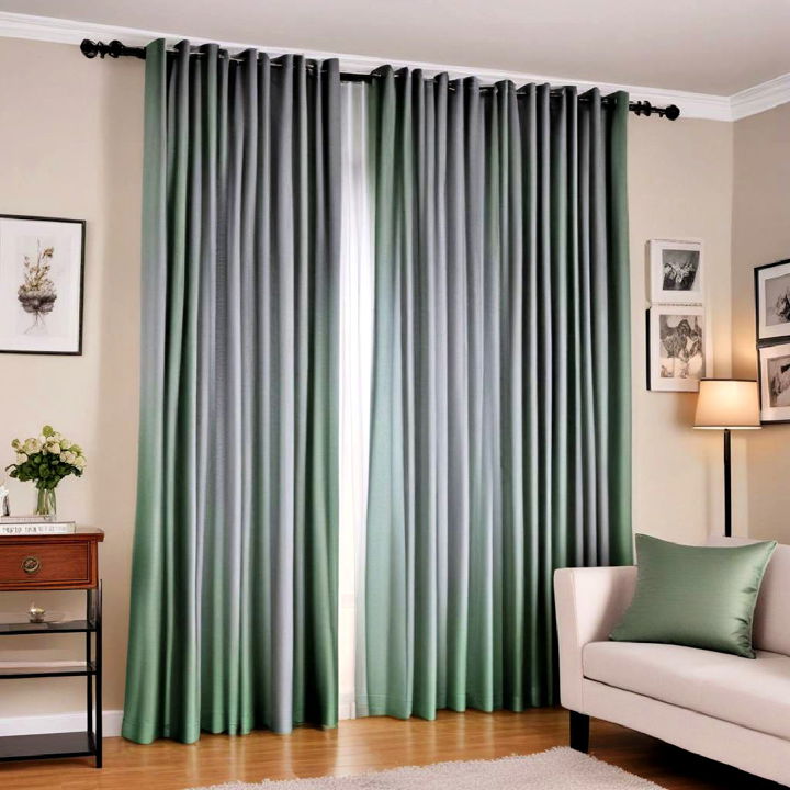 grey and green omber curtain