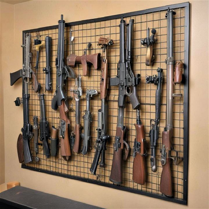 gun storage grid for larger gun collection